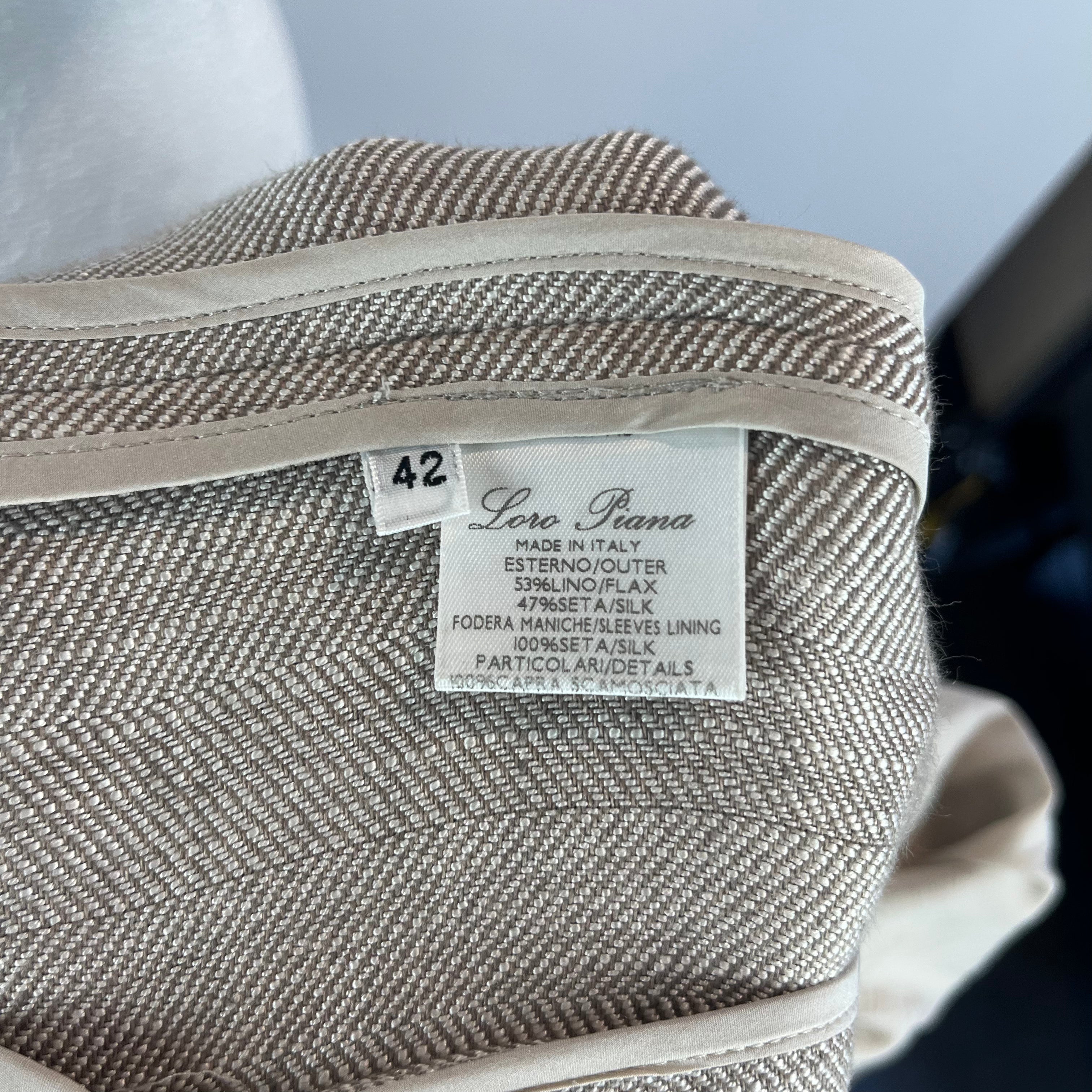 Loro Piana Limestone Herringbone Linen & Silk Jacket S