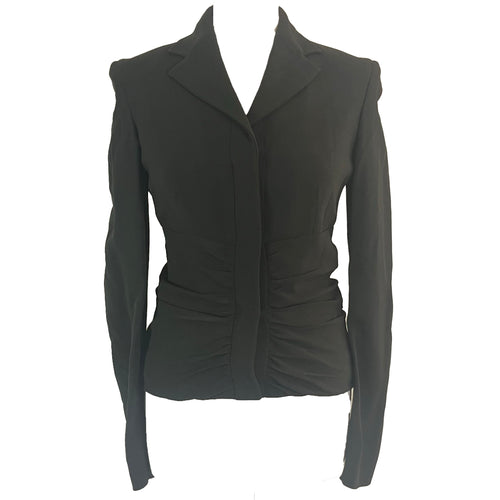 Prada Black Vintage Wool Crepe Zippered Jacket S