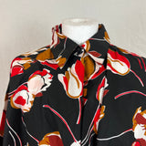 Marni Black Red and Mustard Tulip Print Shirt XS