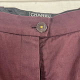 Chanel Plum Cotton Wide Leg Trousers XS/S