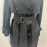 Dries Van Noten Black Coated Cotton & Satin Belted Trench Coat S