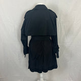 Dries Van Noten Black Coated Cotton & Satin Belted Trench Coat S