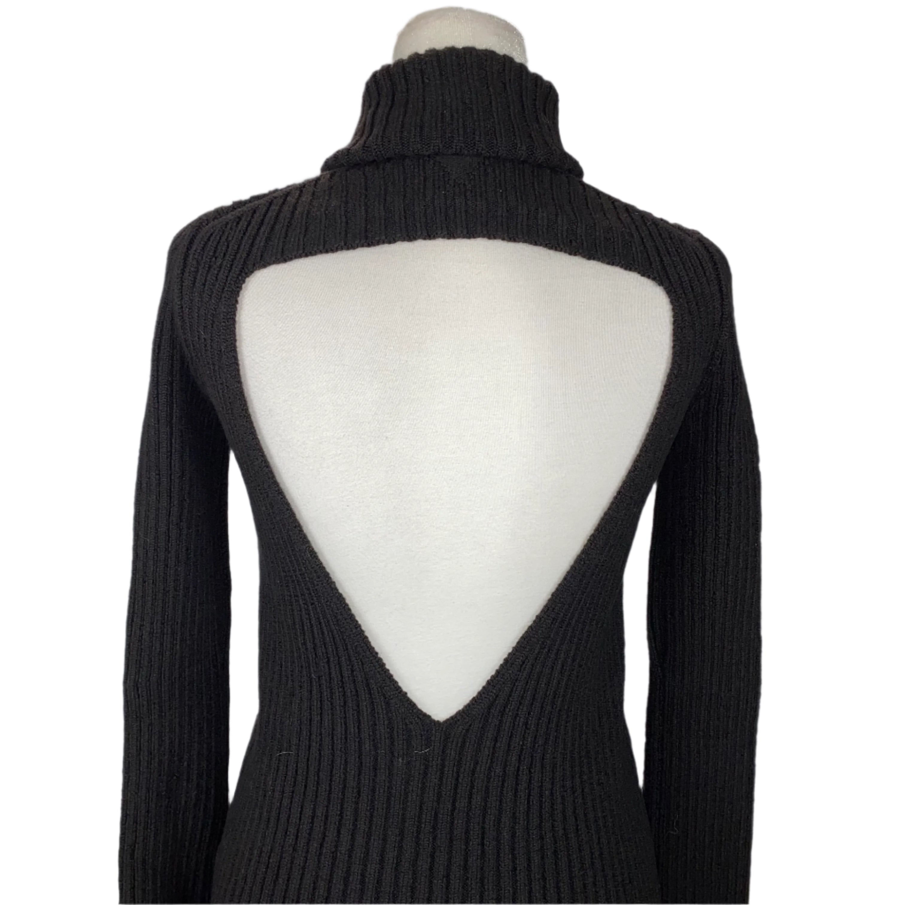Bottega Veneta £725  Black Thick Rib Polo Neck Cutaway Sweater XS/S/M
