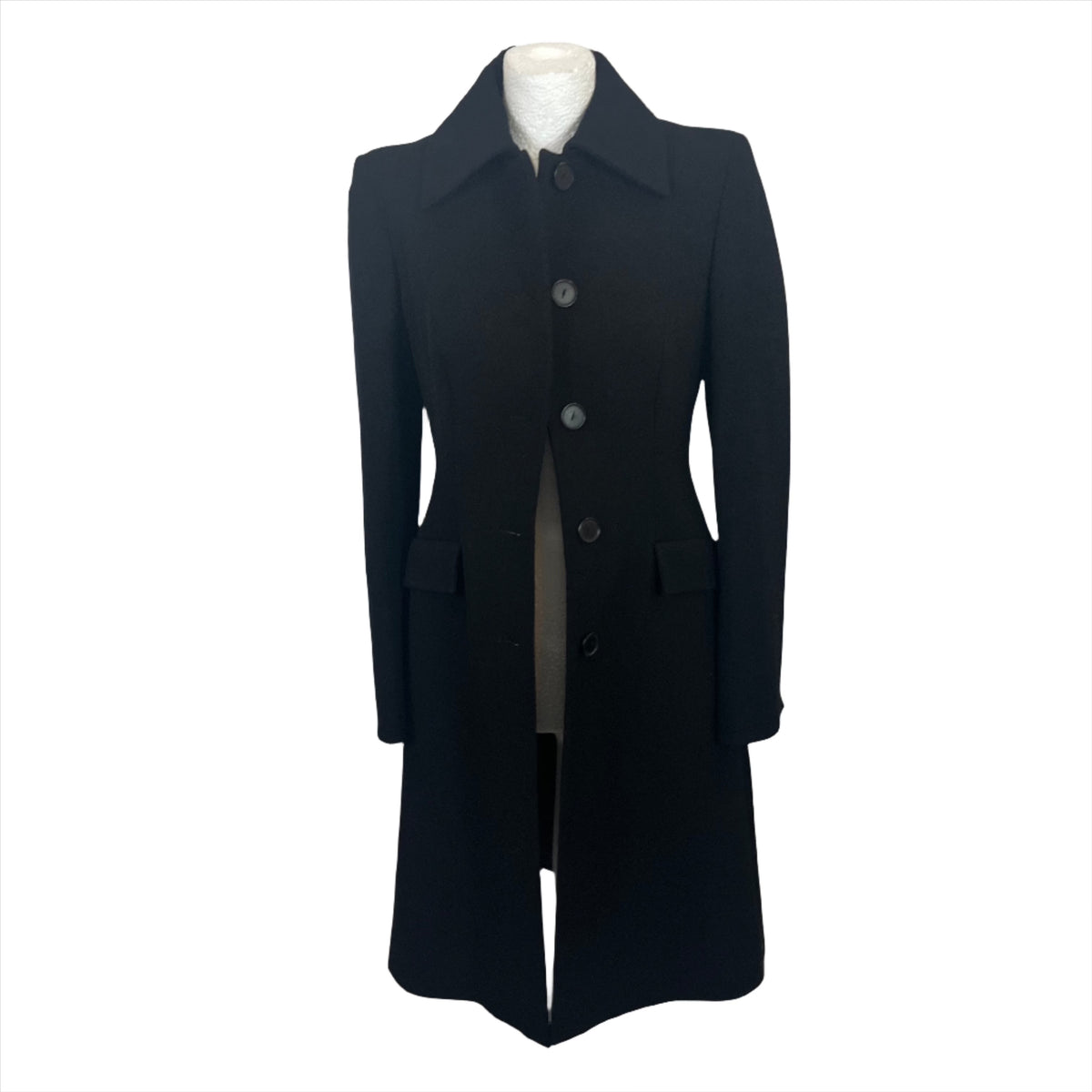 Alberta Ferretti £930 Black Wool Mix Maxi Coat S