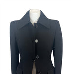 Alberta Ferretti £930 Black Wool Mix Maxi Coat S