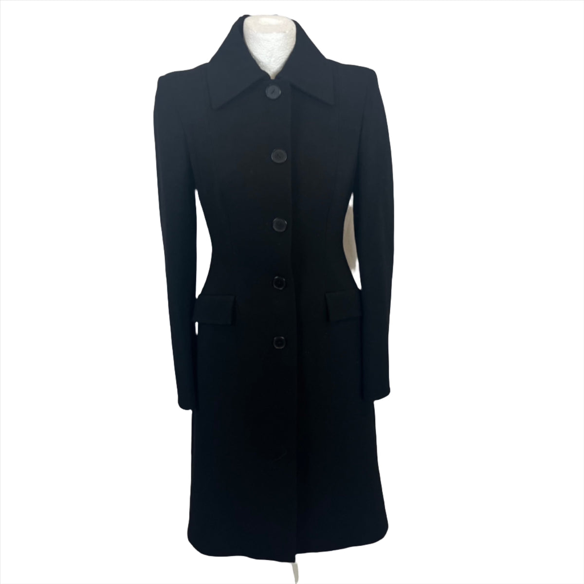 Alberta Ferretti £930 Black Wool Mix Maxi Coat S