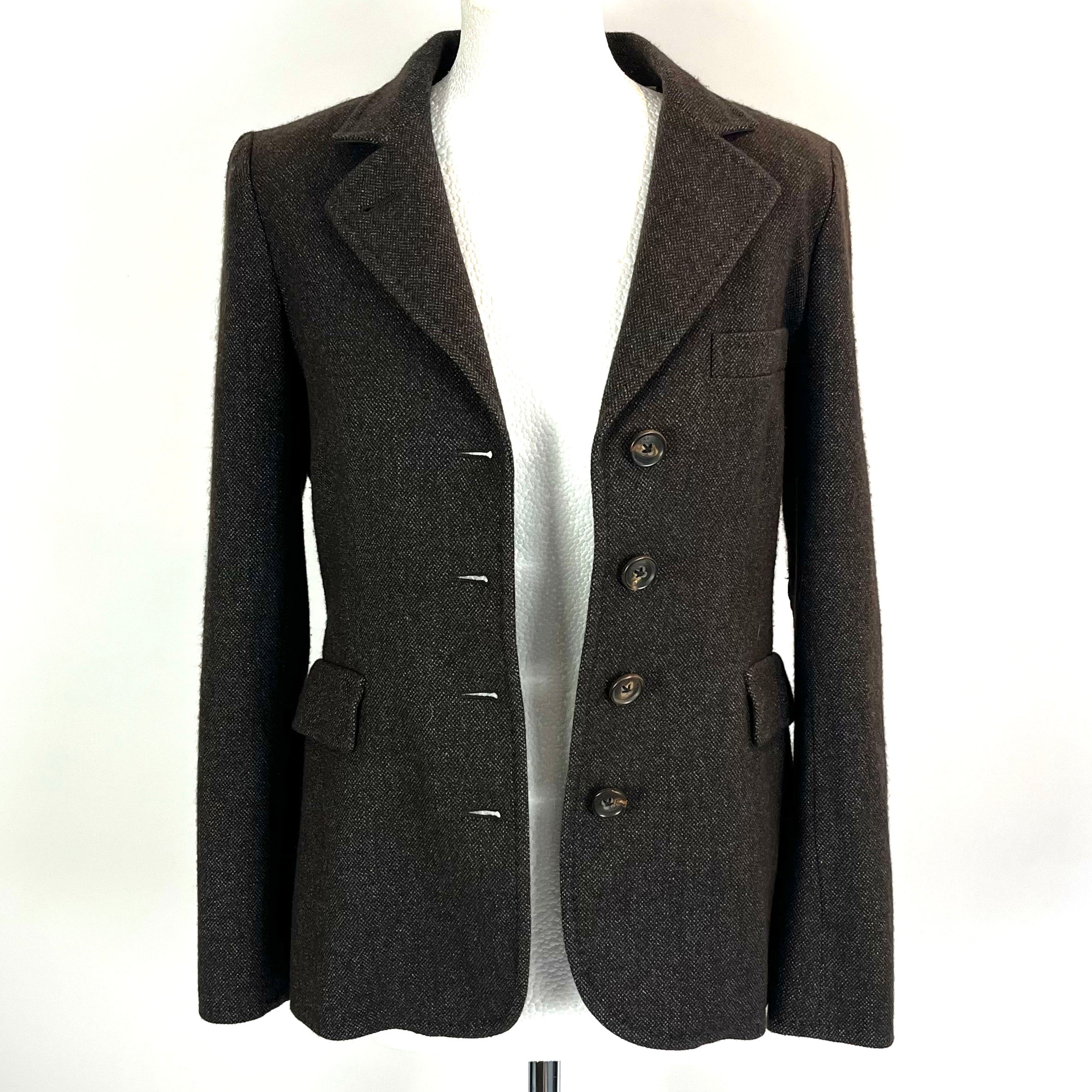 Loro Piana £3000 Chocolate Birds Eye Cashmere Jacket S
