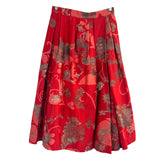 Dries Van Noten Red & Pink Heavily Embroidered Silk Skirt XS/S