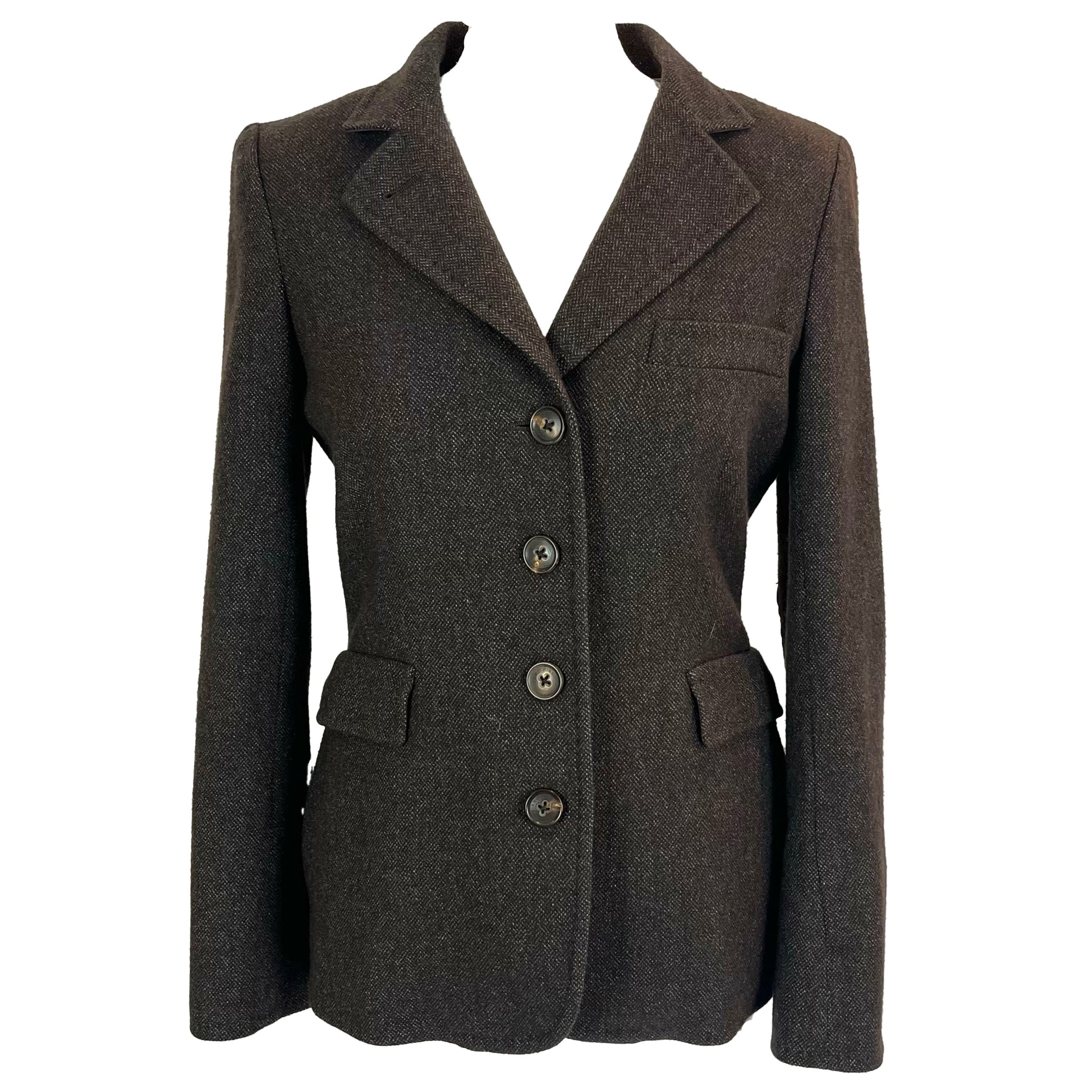 Loro Piana £3000 Chocolate Birds Eye Cashmere Jacket S