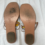 Aquazzura Yellow & Tan Petalled Thong Flat Sandals 37.5