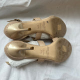 Jimmy Choo £475 Nude Pearl Printed Leather Louise Sandals 37.5