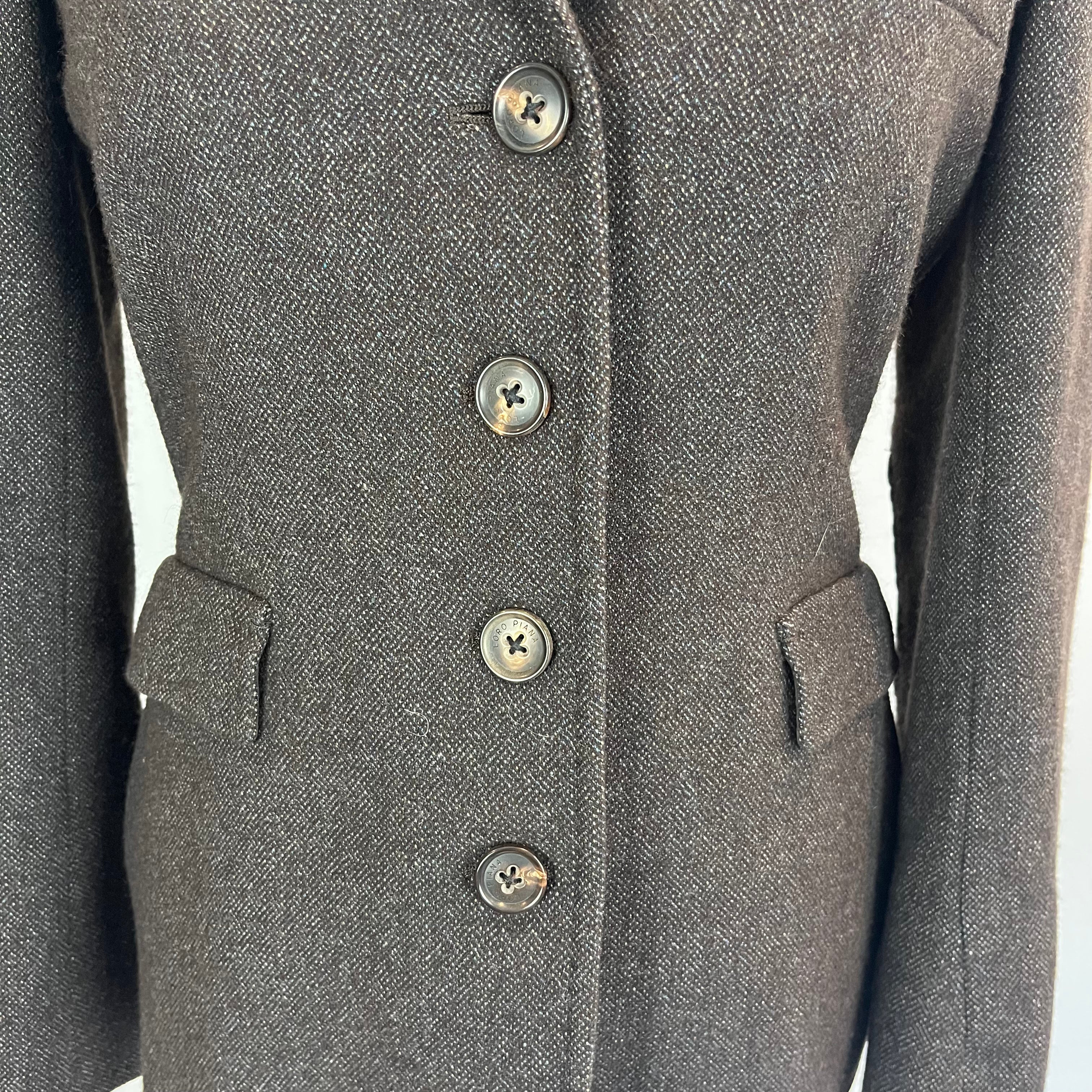 Loro Piana £3000 Chocolate Birds Eye Cashmere Jacket S