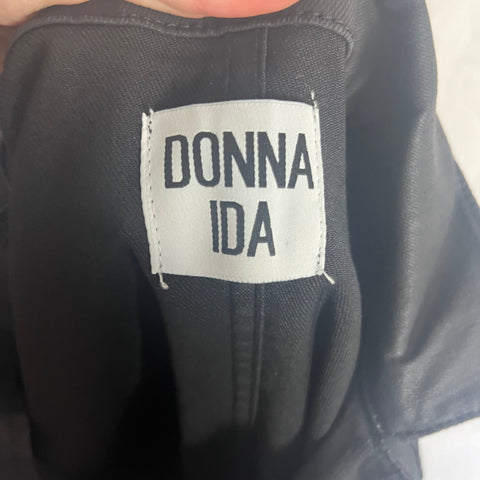 Donna Ida Brand New £325 Black Coated Cotton Jumpsuit S