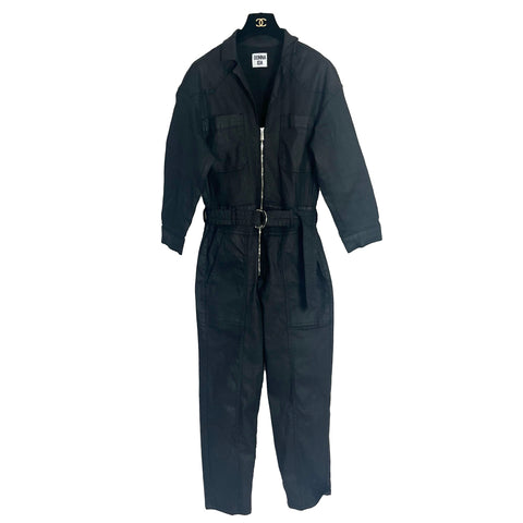 Donna Ida Brand New £325 Black Coated Cotton Jumpsuit S
