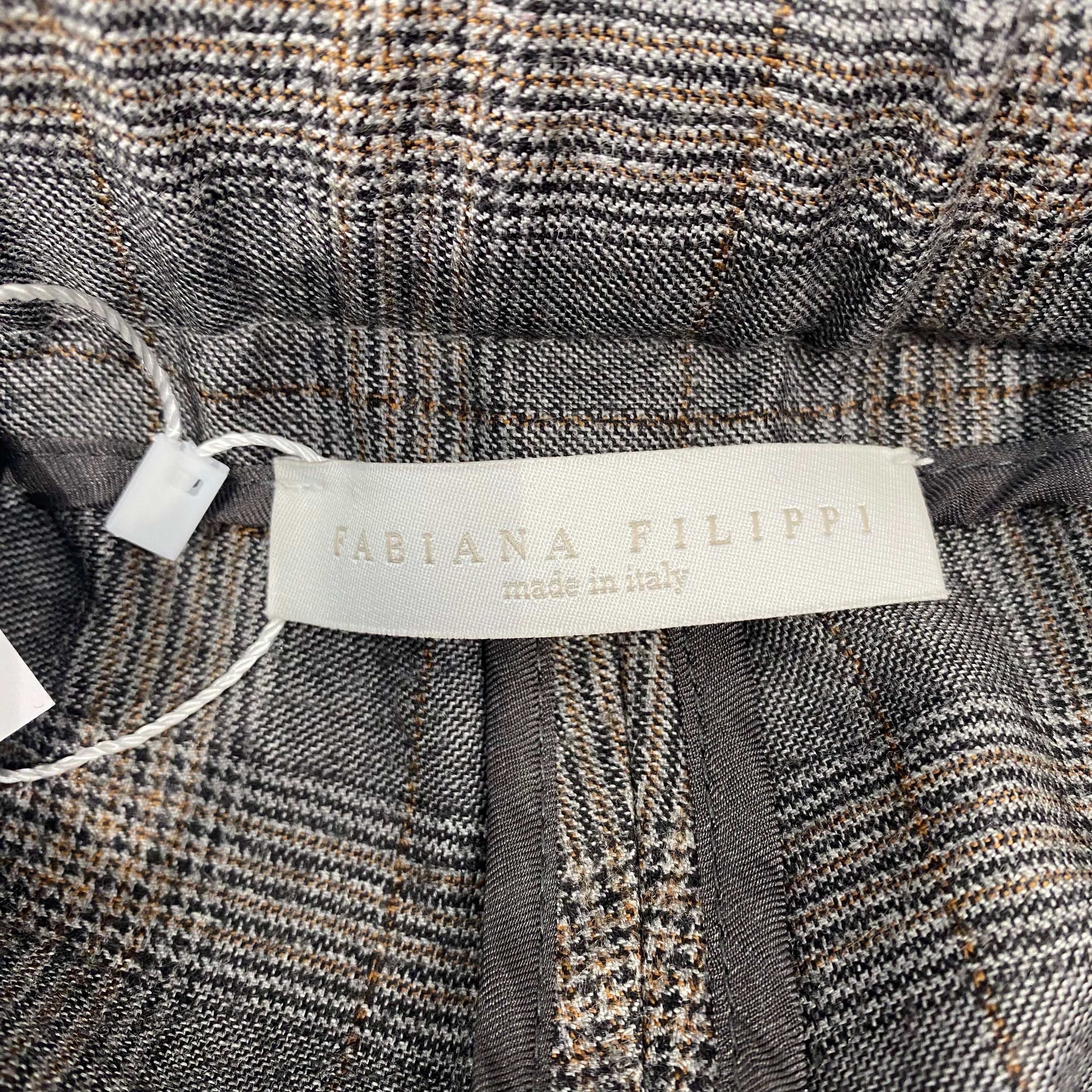 Fabiana Filippi New Grey POW Check Superfine Drawstring Pants XS