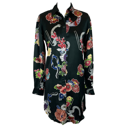 Saint Laurent Floral Snake Print Shirt Dress XS/S