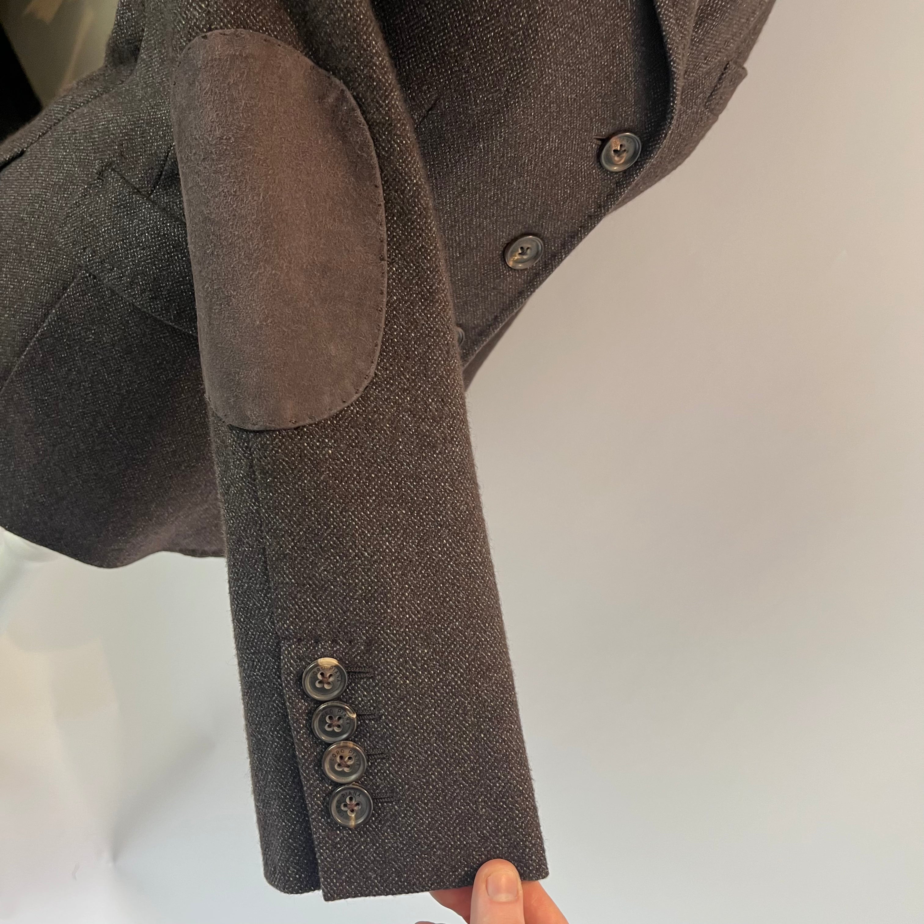 Loro Piana £3000 Chocolate Birds Eye Cashmere Jacket S