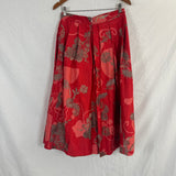 Dries Van Noten Red & Pink Heavily Embroidered Silk Skirt XS/S