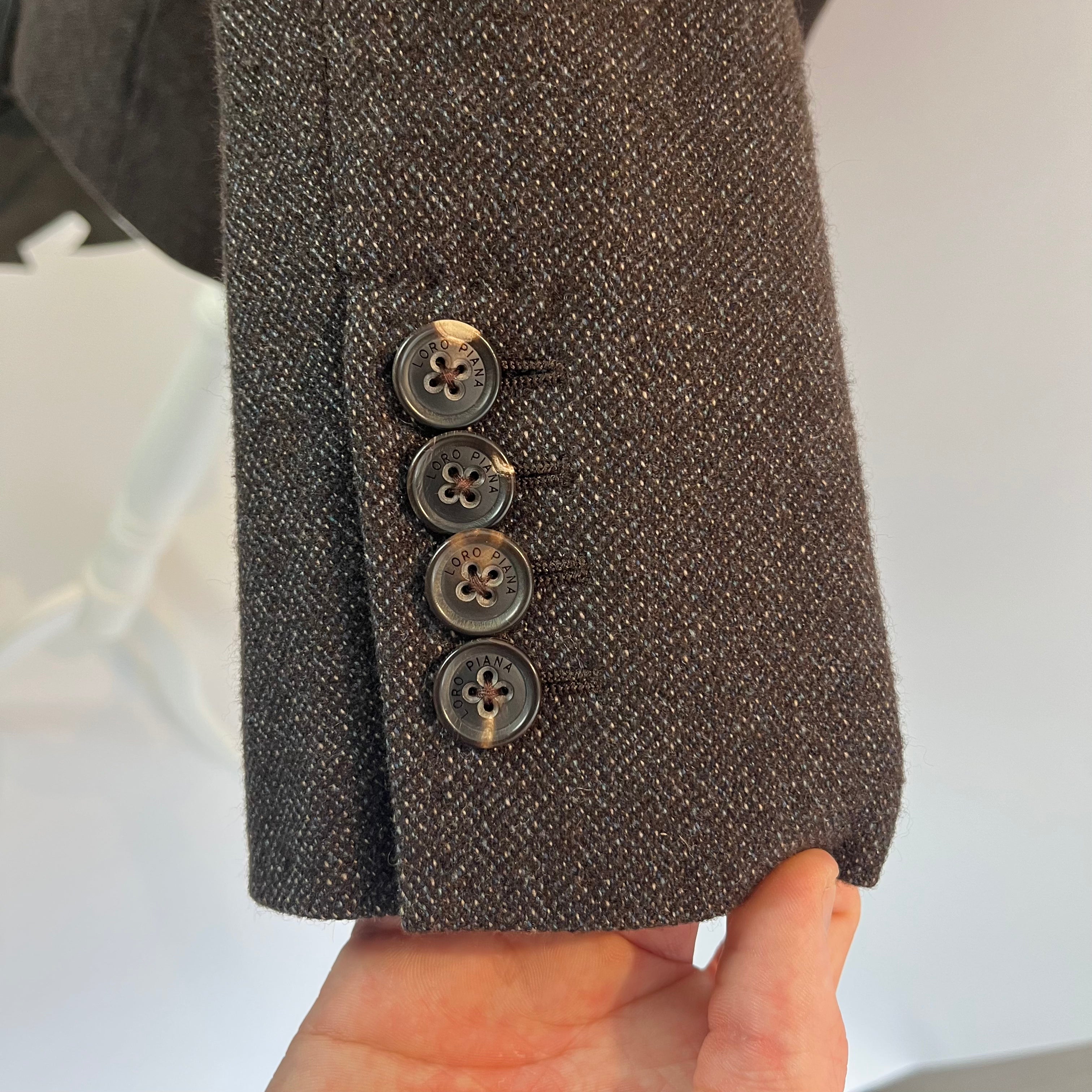 Loro Piana £3000 Chocolate Birds Eye Cashmere Jacket S