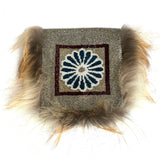 Fendi 2012 "Daisy" Beaded Snakeskin Fox Fur Trim Clutch Bag