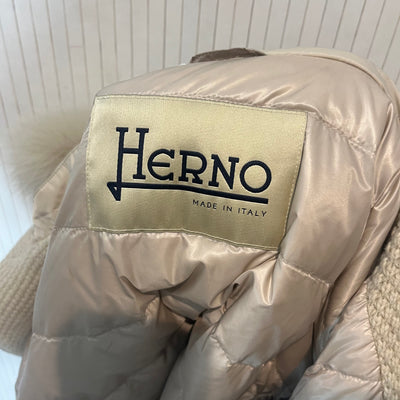 Herno £680 Deep Cream Chunky Knit Down-Lined Jacket M