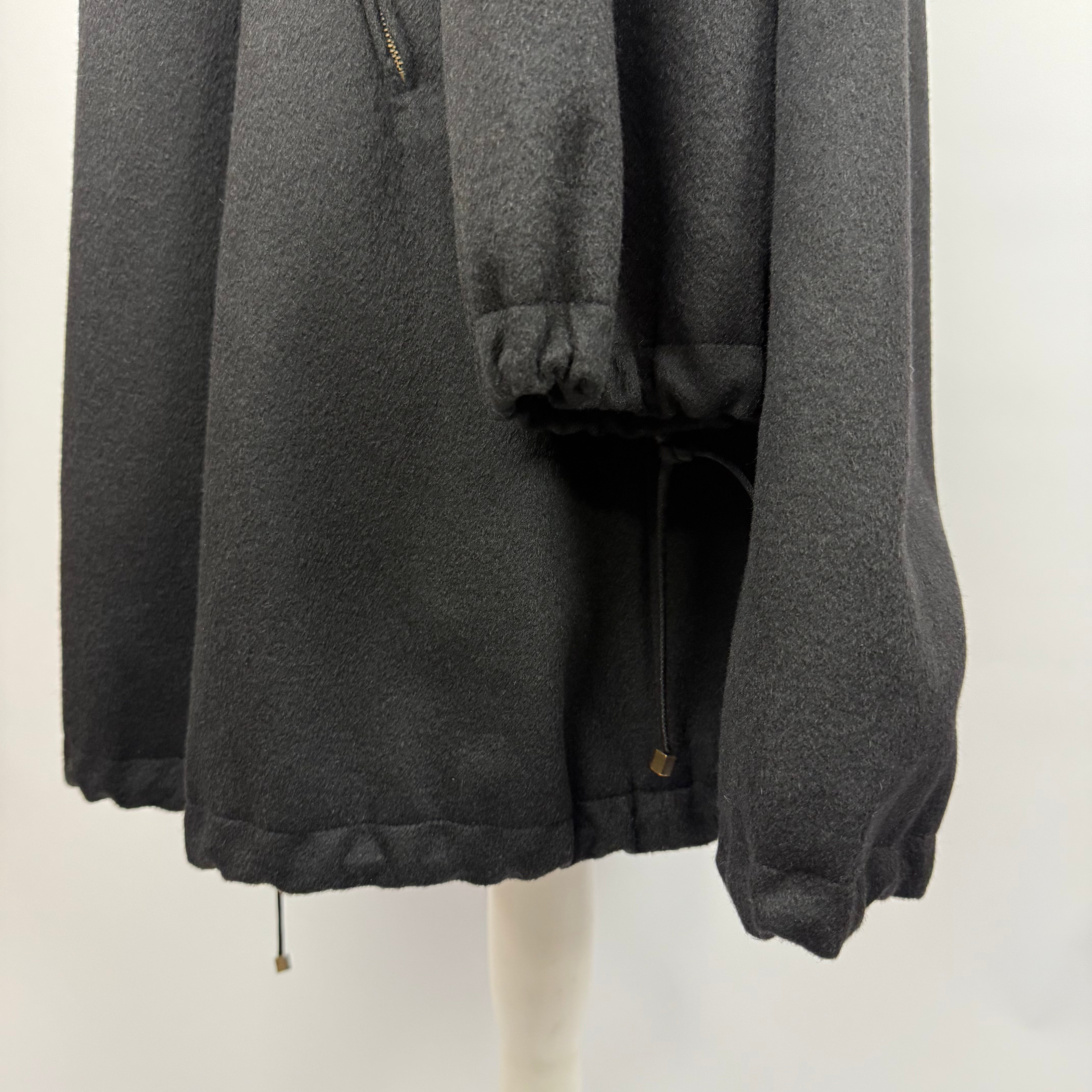 Max Mara Black Pure Cashmere Hooded Coat XS/S/M