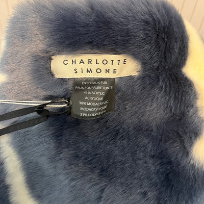 Charlotte Simone Brand New Blue & Ecru Faux Fur Clara Scarf