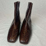 By Far Brand New Mid Brown Faux Croc Sofia Ankle Boots 38