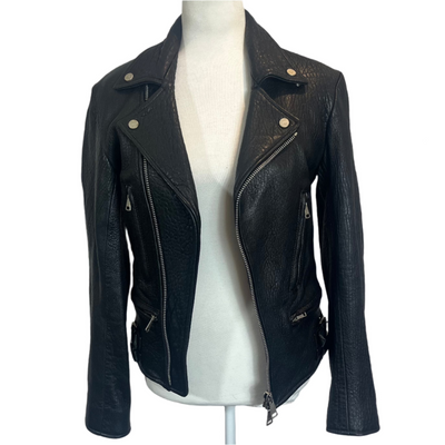 Raey Brand New Black Leather Classic Biker Jacket XS