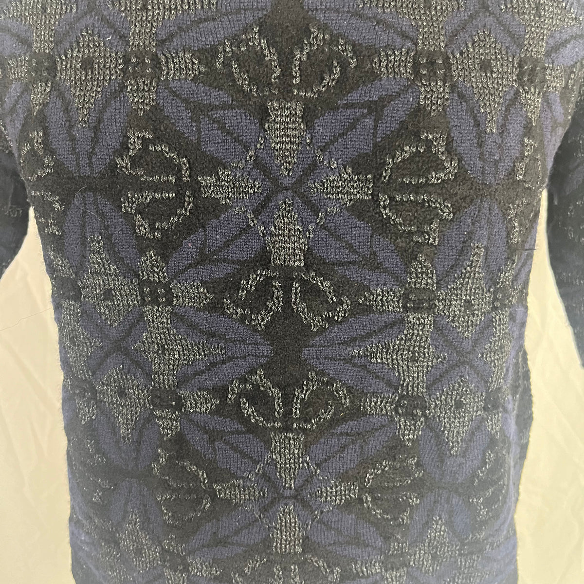 Dries Van Noten Charcoal Jacquard Knit Sweater XS