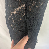 Erdem £1500 Black Floral Lace Midi Shift Dress S