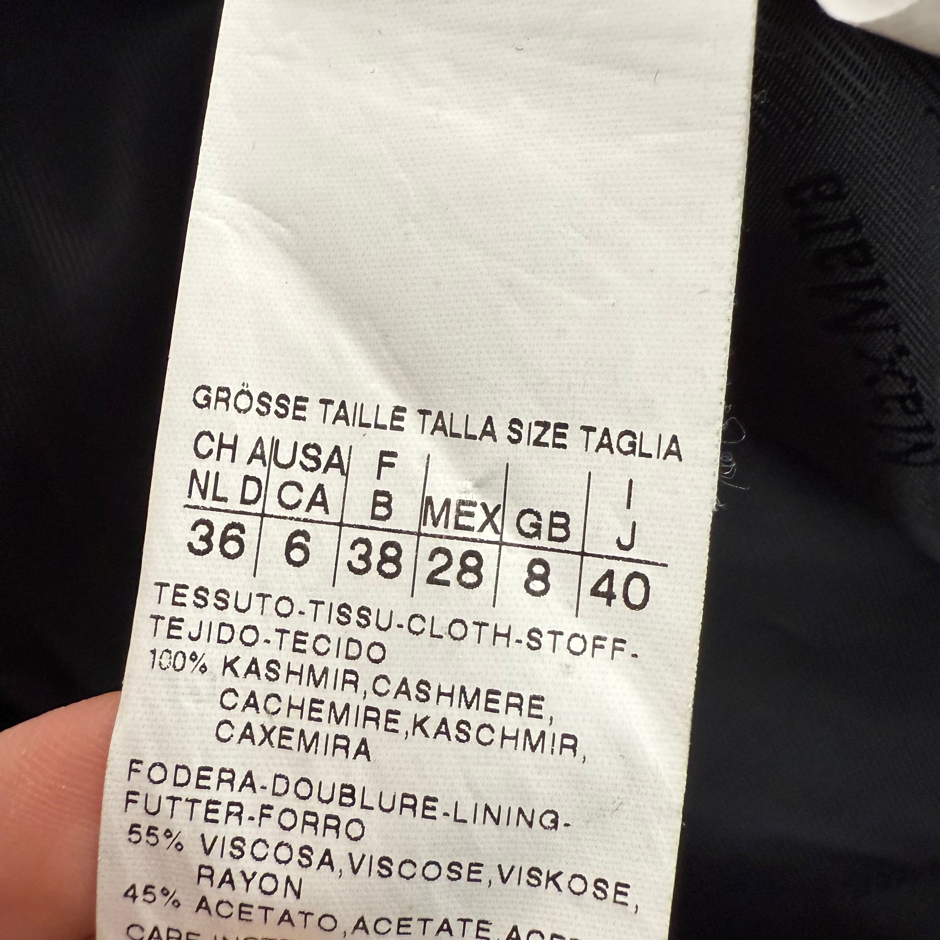 Max Mara Black Pure Cashmere Hooded Coat XS/S/M