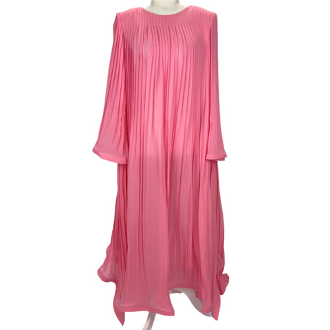 Rowen Rose Brand New £1720 Pink Pleated Georgette Maxi Dress XS