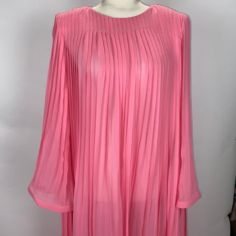 Rowen Rose Brand New £1720 Pink Pleated Georgette Maxi Dress XS