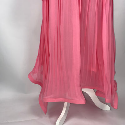 Rowen Rose Brand New £1720 Pink Pleated Georgette Maxi Dress XS