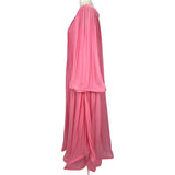 Rowen Rose Brand New £1720 Pink Pleated Georgette Maxi Dress XS