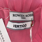 Rowen Rose Brand New £1720 Pink Pleated Georgette Maxi Dress XS