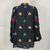 Vanessa Bruno Black Embroidered Cotton Tunic Top S/M/L