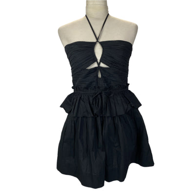 Ulla Johnson Black Ruched Cotton Playsuit S