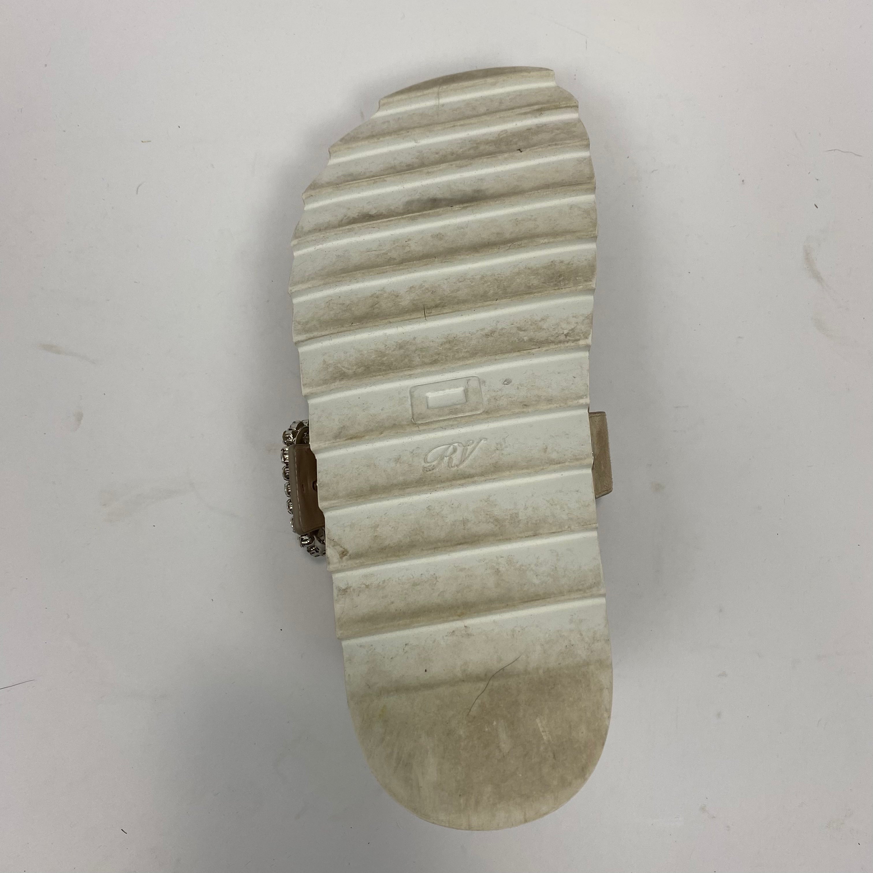 Roger Vivier £1120 Sand Suede Crystal Buckle Mules 37