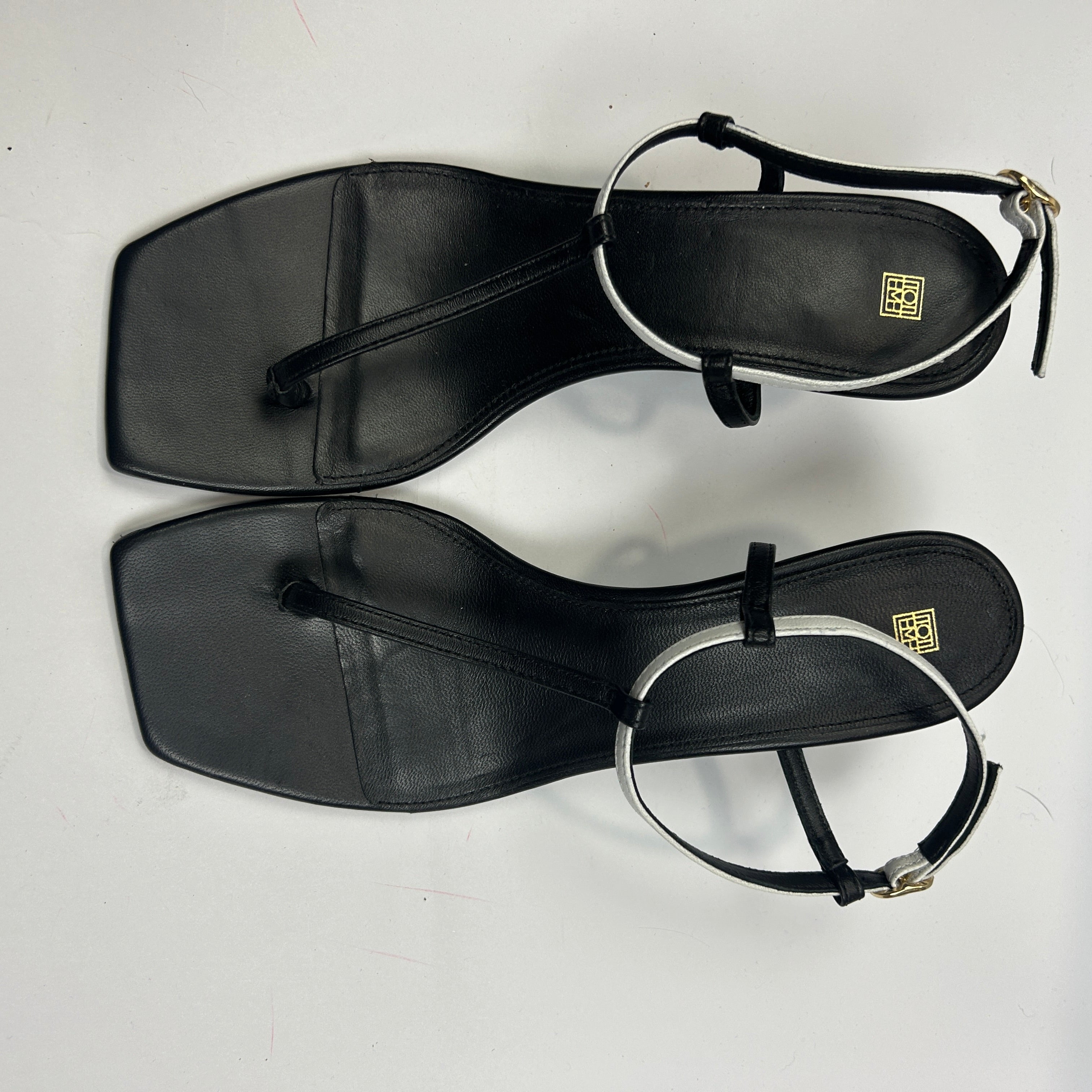 Toteme £430 Black & White Bicolour Strappy Sandals 40