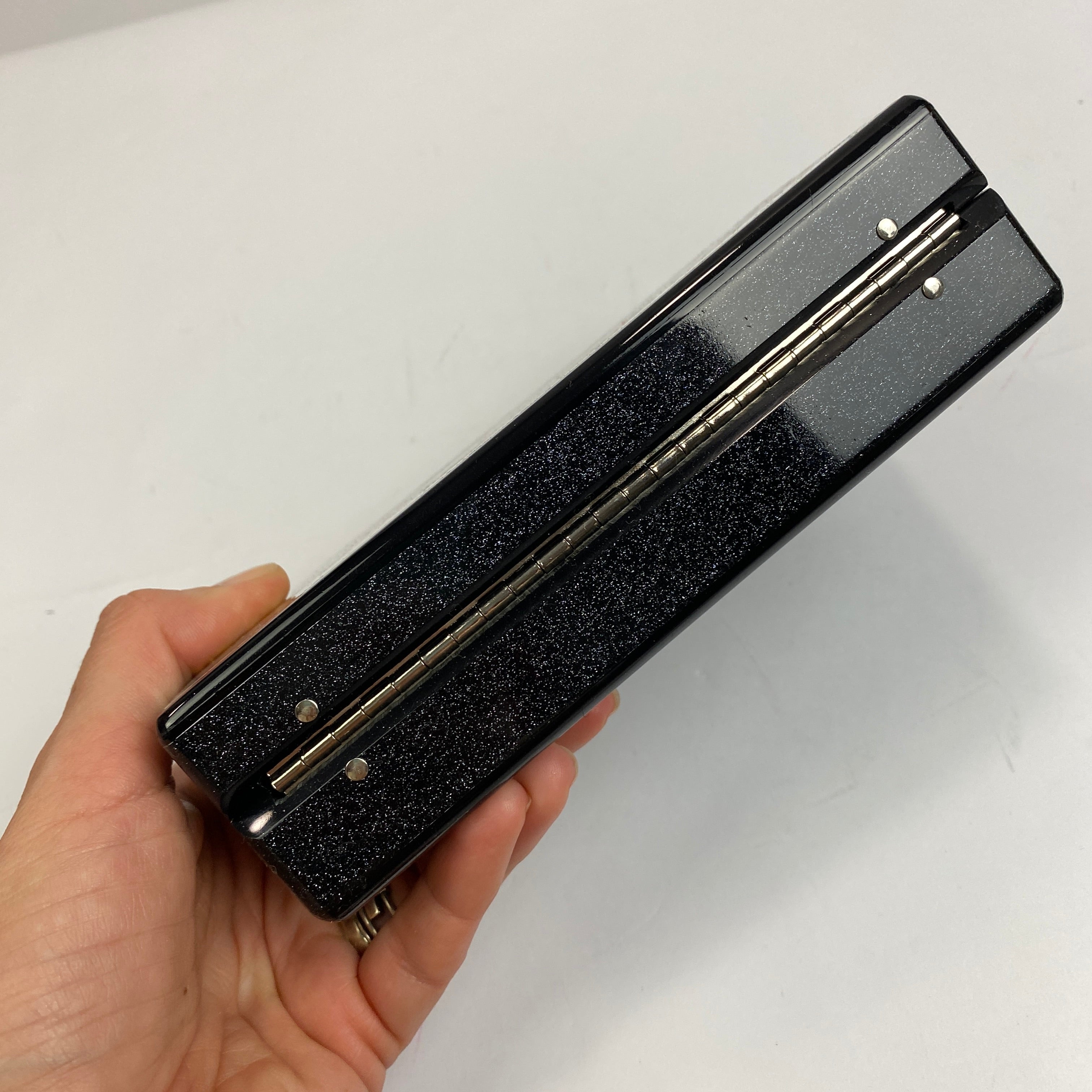 Edie Parker New Black Metallic Stripe Box Jean Clutch Bag