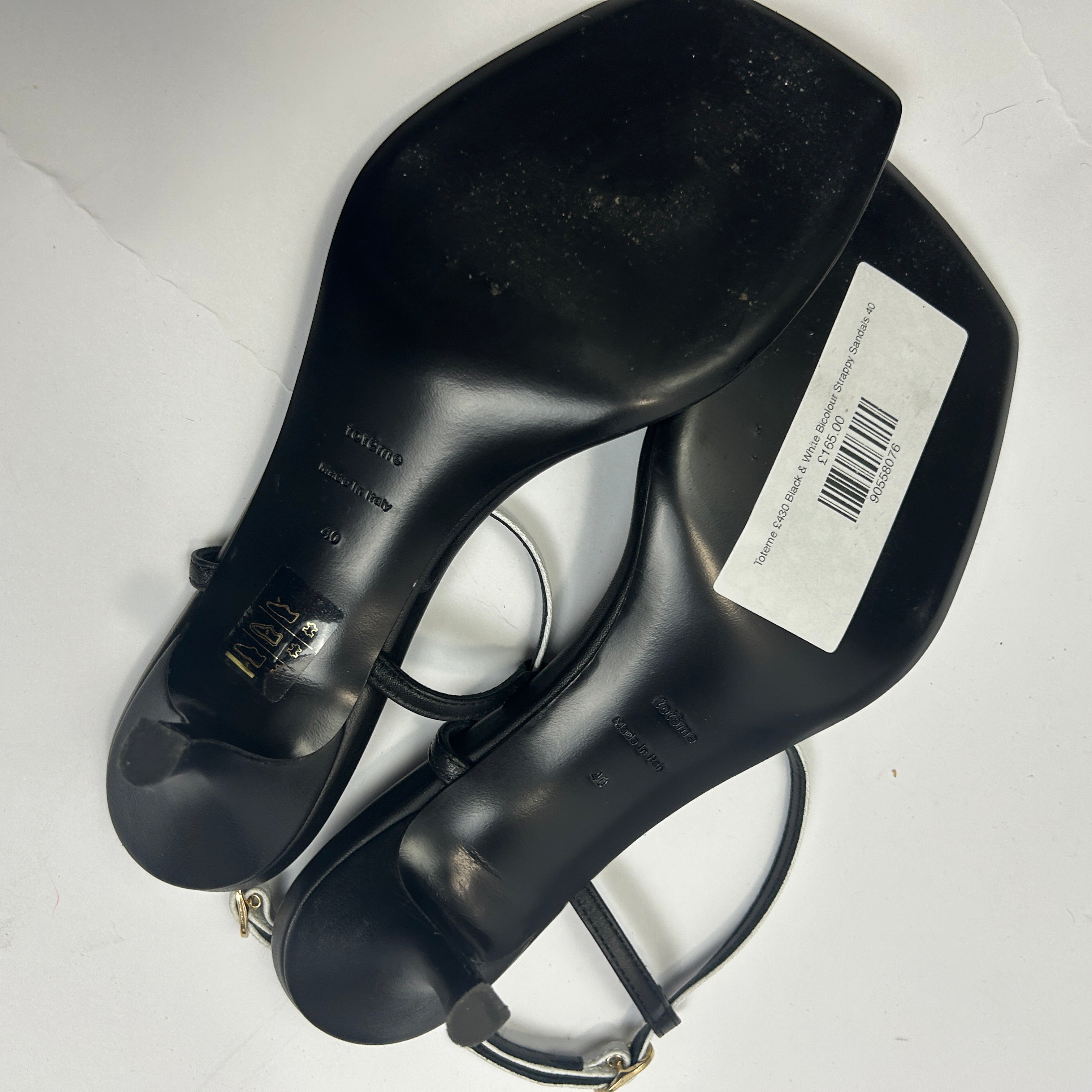 Toteme £430 Black & White Bicolour Strappy Sandals 40