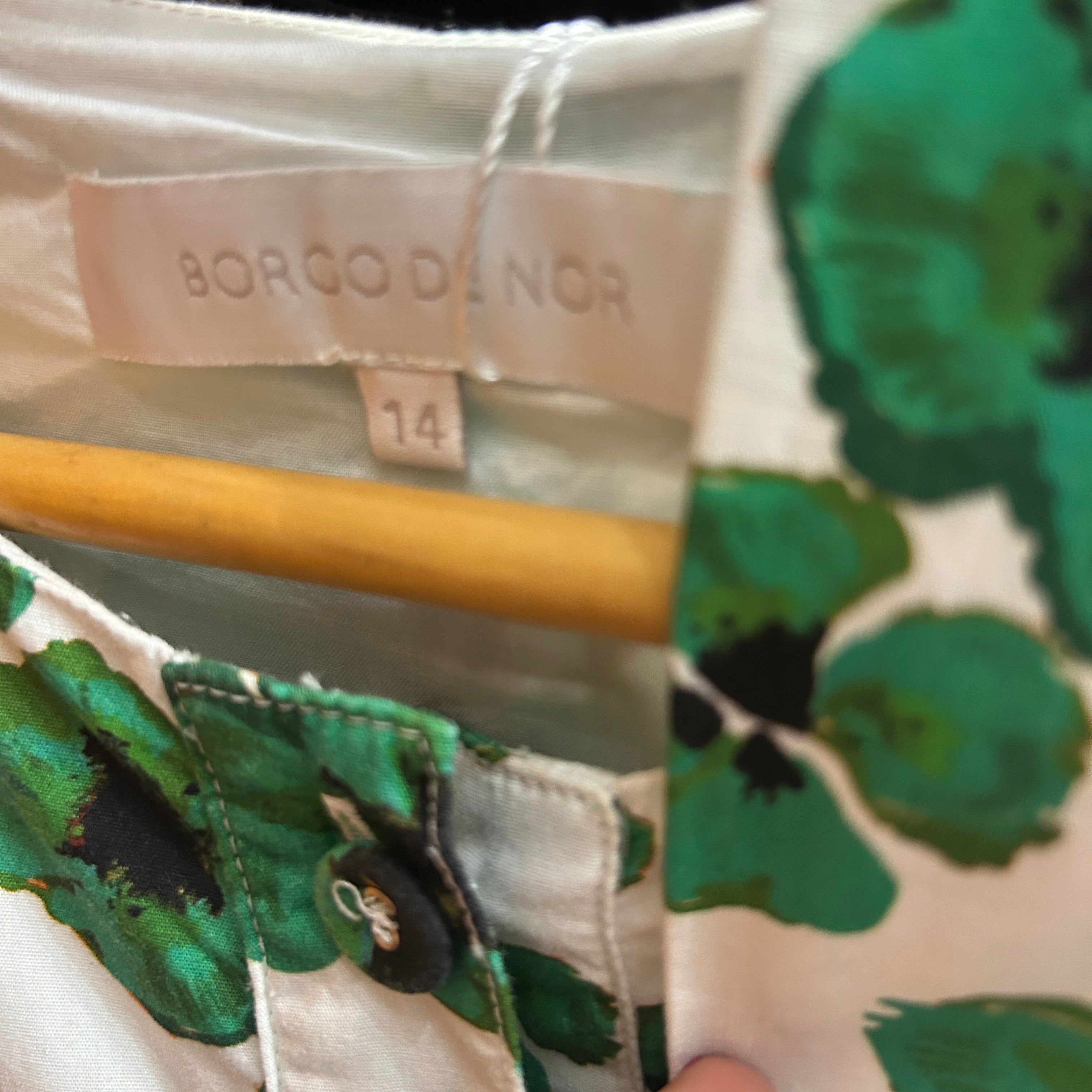 Borgo De Nor Emerald & White Floral Cotton Maxi Dress L
