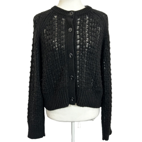 YMC £265 Black Lace Knit Foxtail Cardigan S