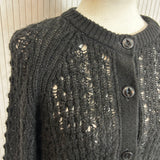 YMC £265 Black Lace Knit Foxtail Cardigan S