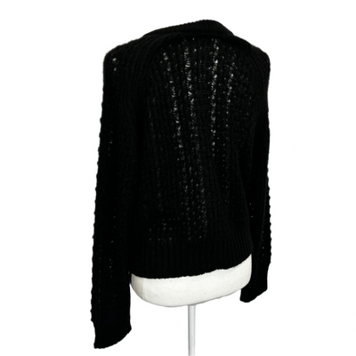 YMC £265 Black Lace Knit Foxtail Cardigan S