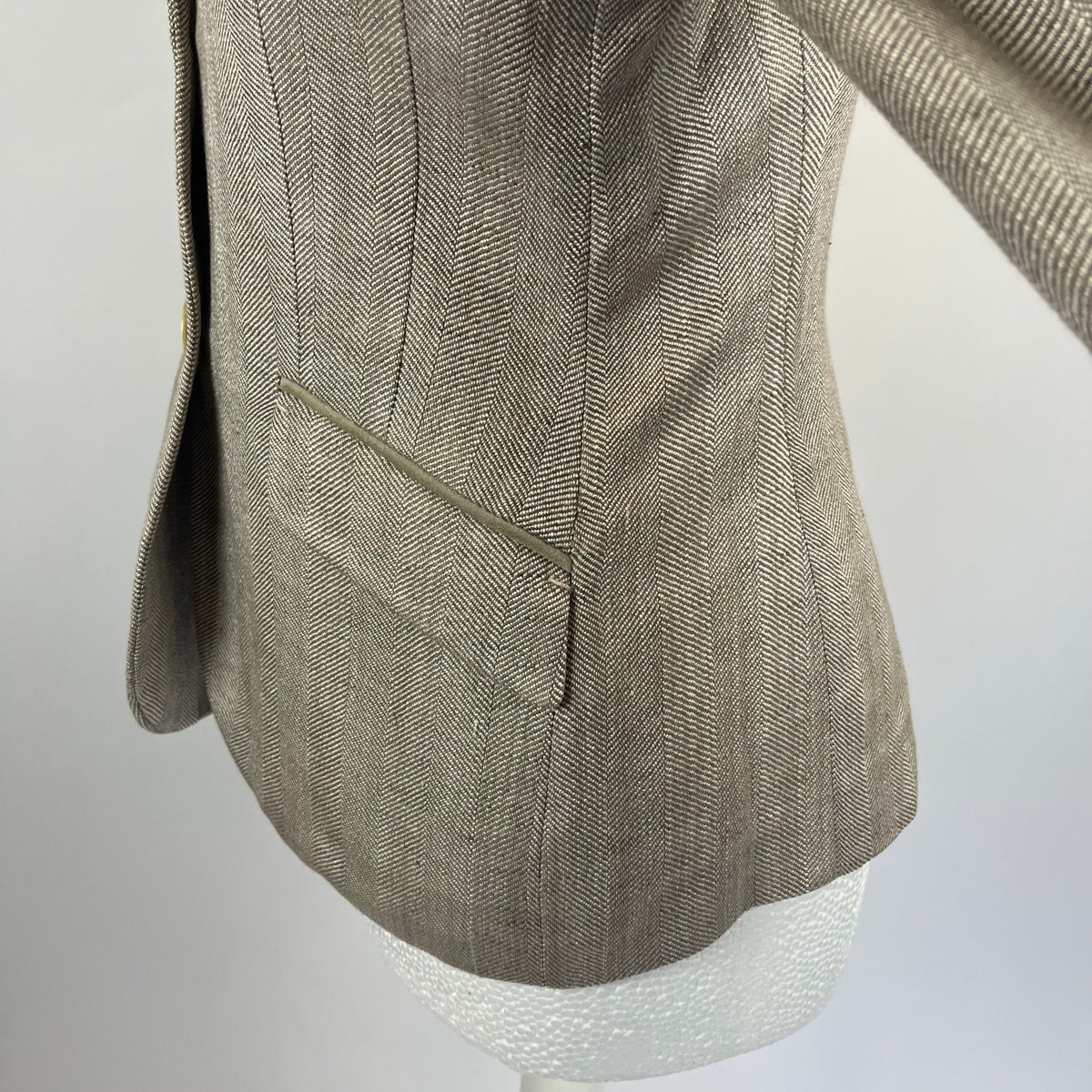 Loro Piana Camel Herringbone Linen & Silk Jacket S