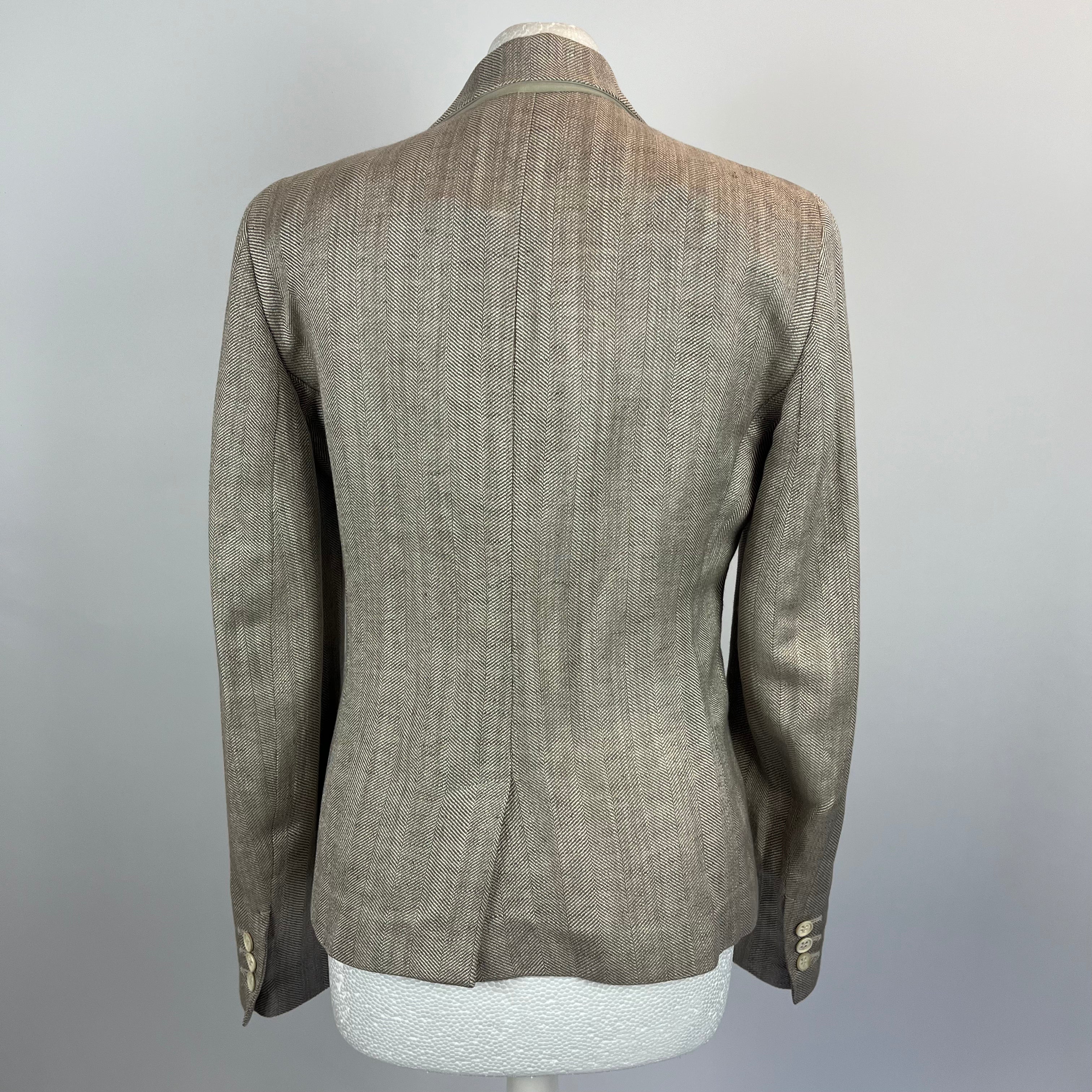 Loro Piana Limestone Herringbone Linen & Silk Jacket S