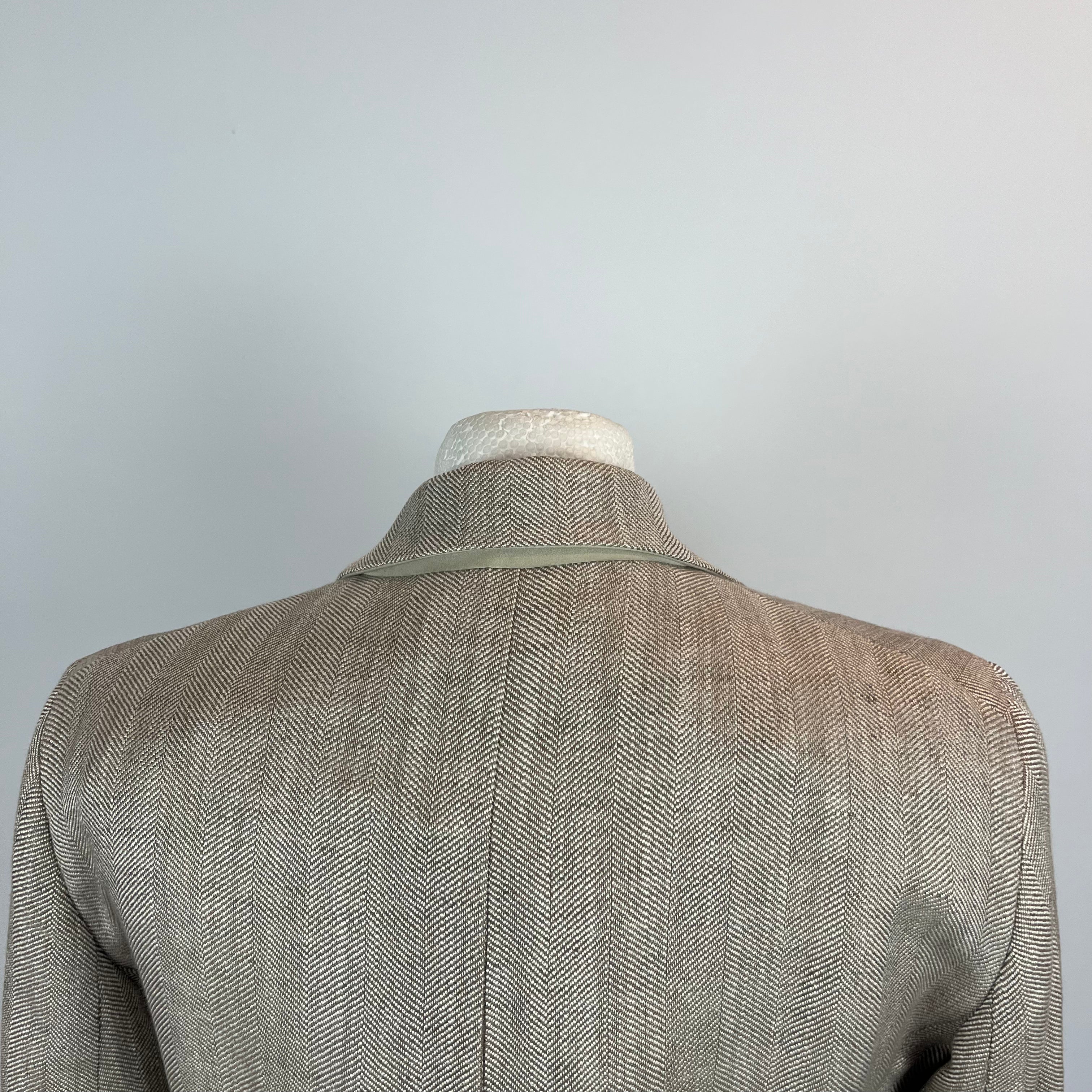 Loro Piana Limestone Herringbone Linen & Silk Jacket S